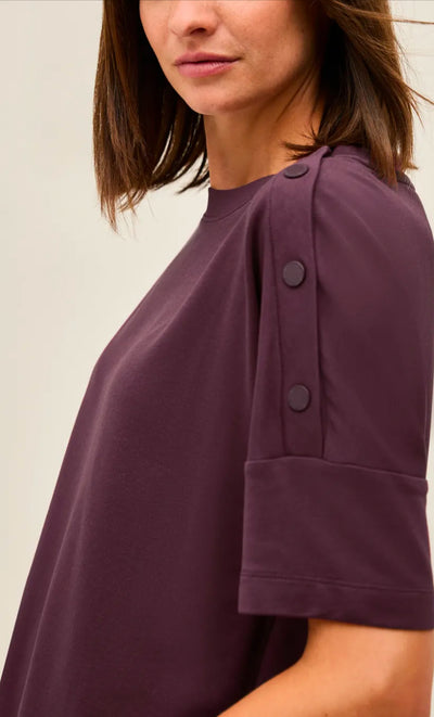 Cecil Luxury T with buttons in Mulberry Red