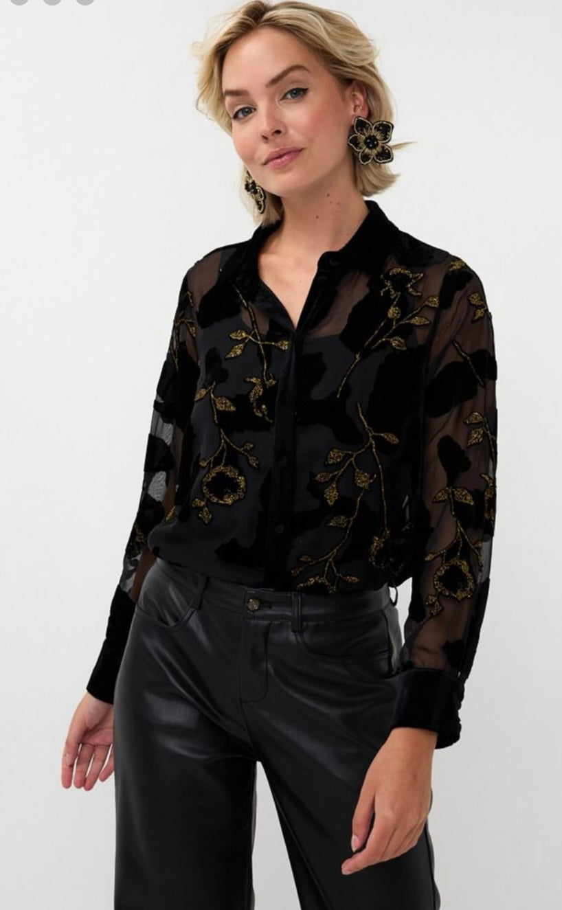 Jessie Black and Gold Blouse with camisole