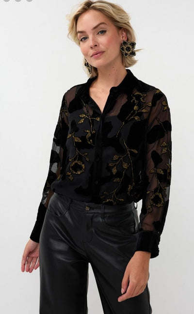 Jessie Black and Gold Blouse with camisole