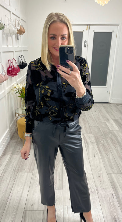 Jessie Black and Gold Blouse with camisole