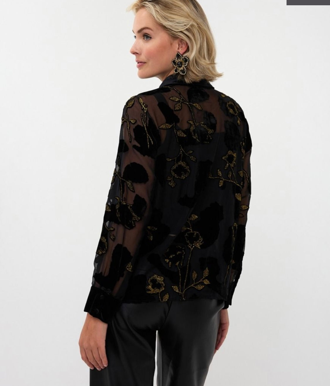 Jessie Black and Gold Blouse with camisole