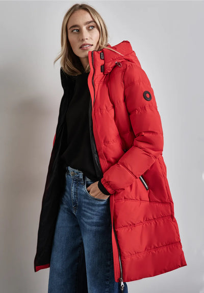 Street One Long Quilted Jacket (Red)