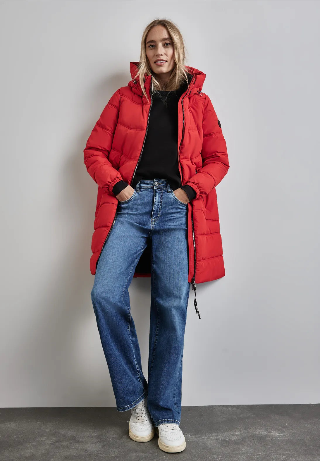 Street One Long Quilted Jacket (Red)