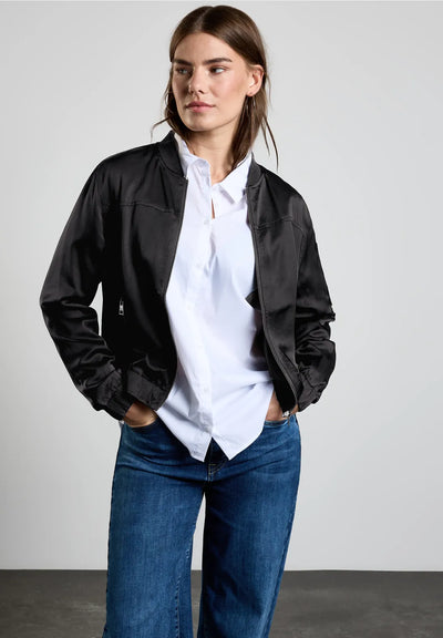 Street One Satin Bomber Jacket (Black)