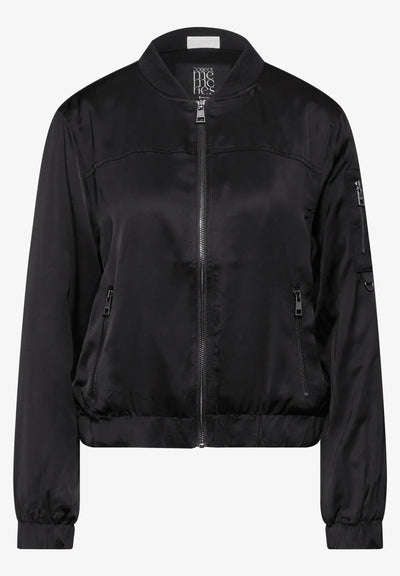 Street One Satin Bomber Jacket (Black)