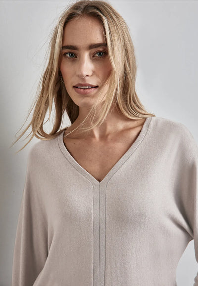 Street One Sweater with Sparkling V neck (Mocha Beige)