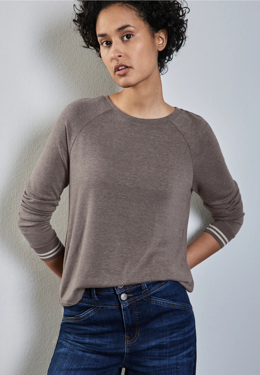 Street  One Cosy knit top with rib cuff (Tan)