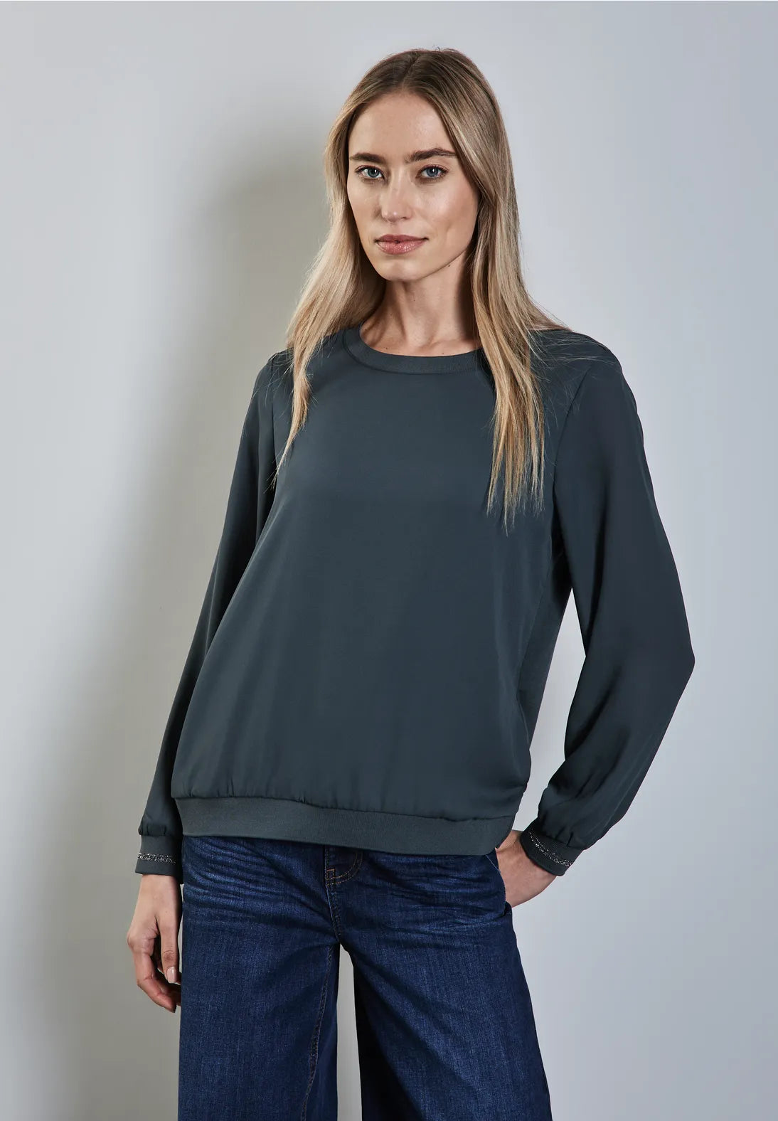 Street One Chiffon Mat Mix Top (Teal)