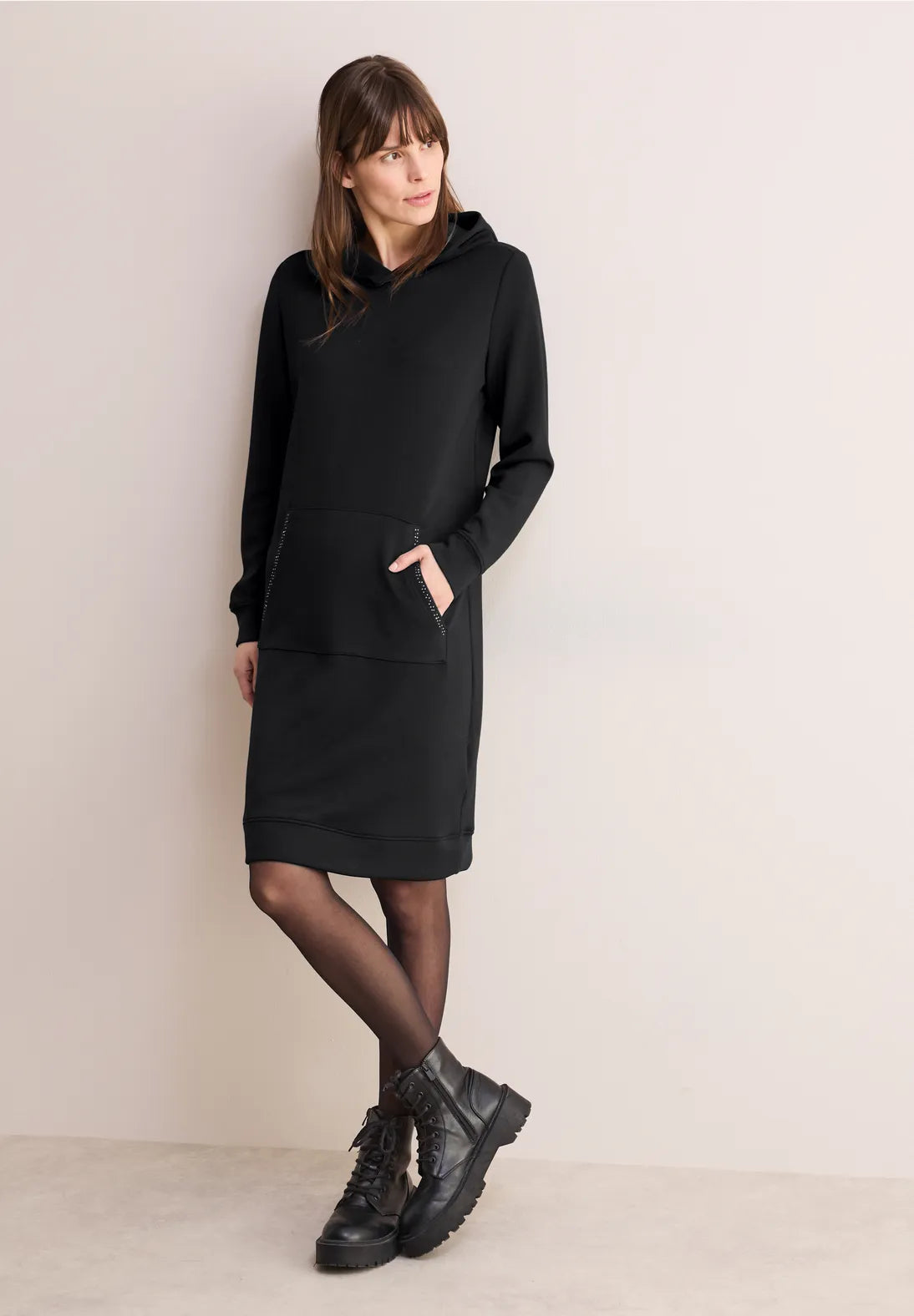 CECIL Modal Hooded Dress (Black)