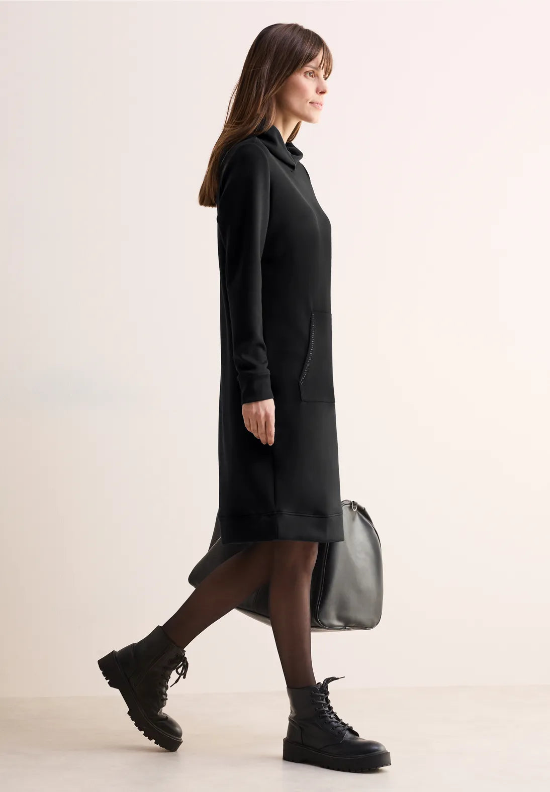 CECIL Modal Hooded Dress (Black)