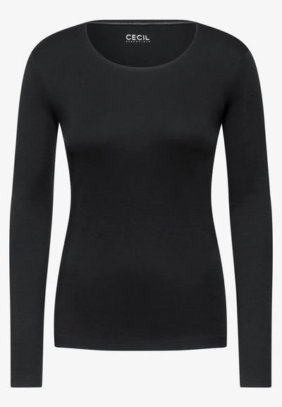 CECIL Long sleeve basic top (black)