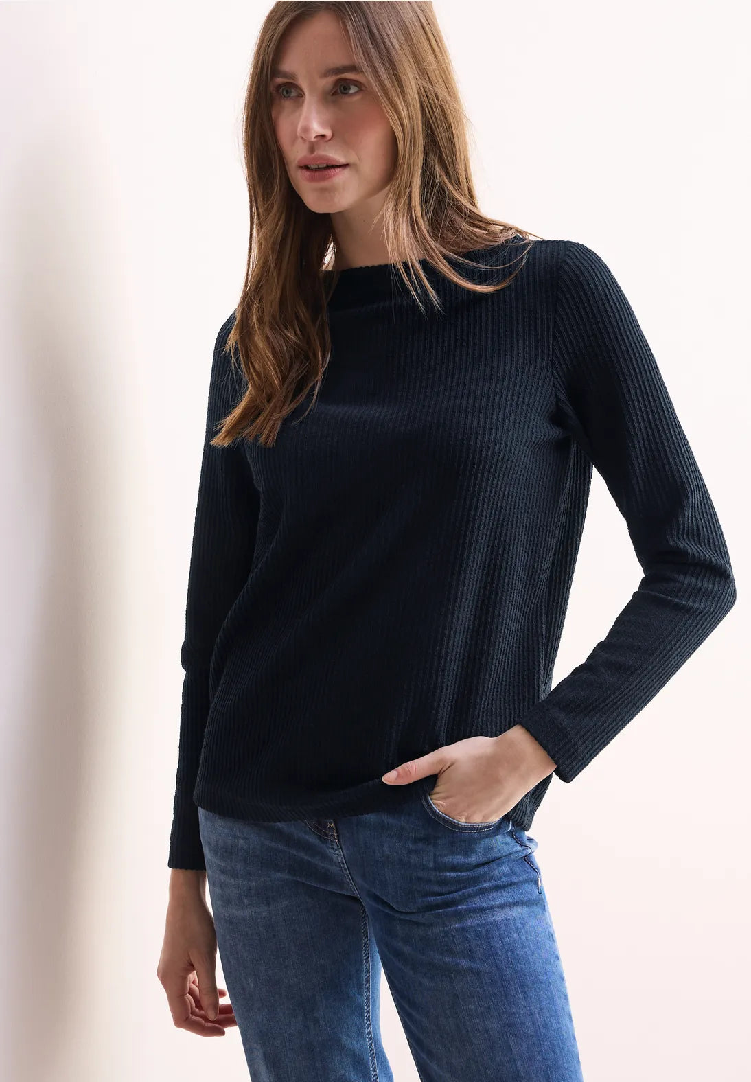 CECIL Jumper with ribbed structure (Navy)