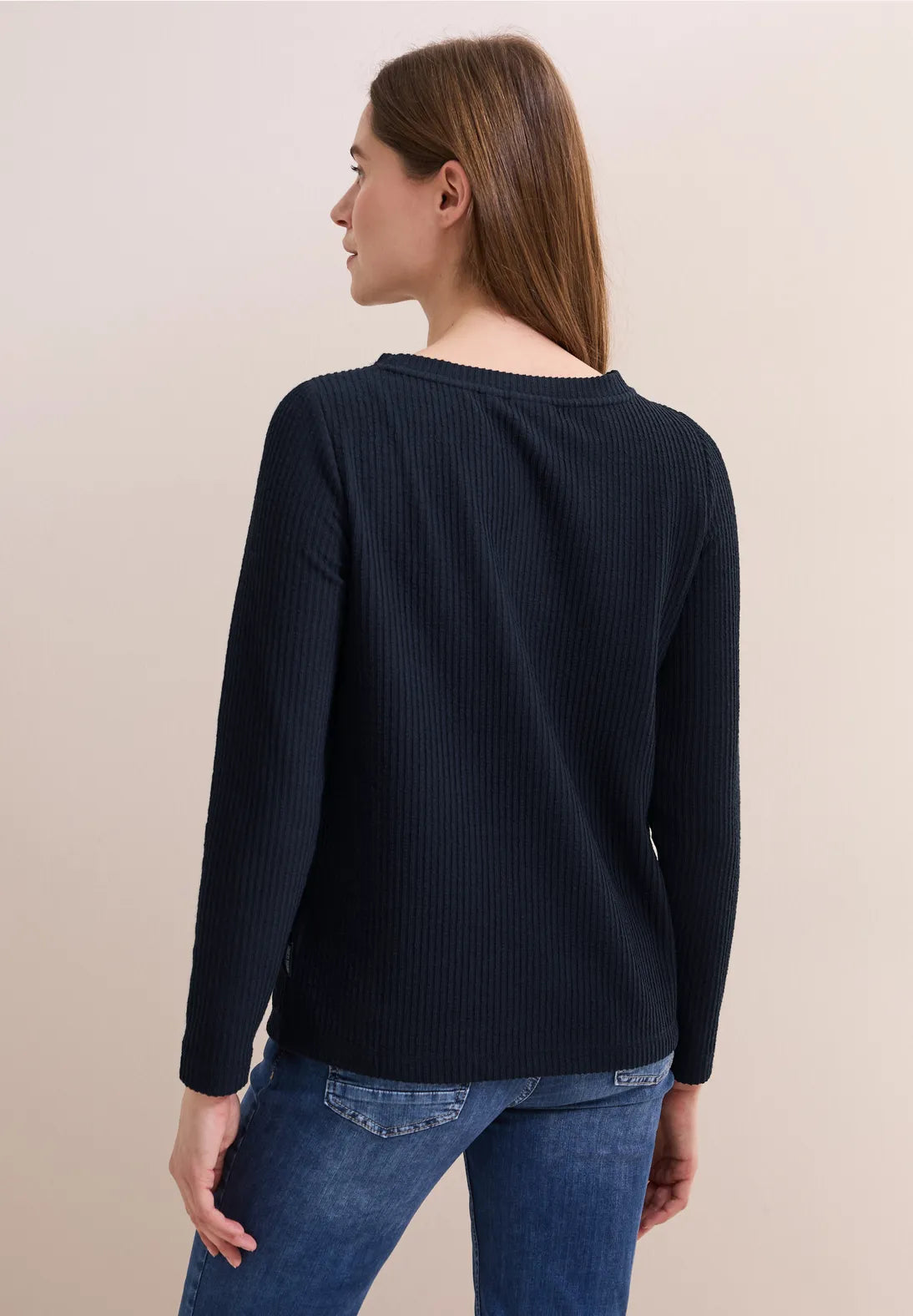 CECIL Jumper with ribbed structure (Navy)