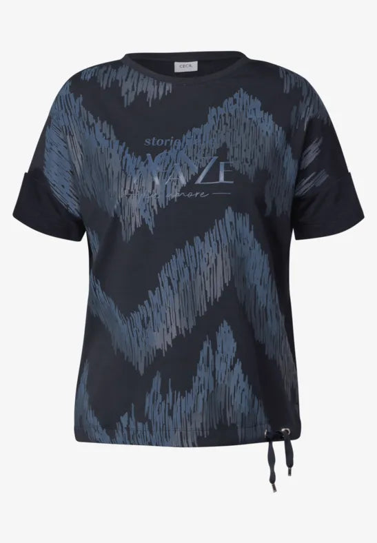 Cecil Navy Print T Shirt