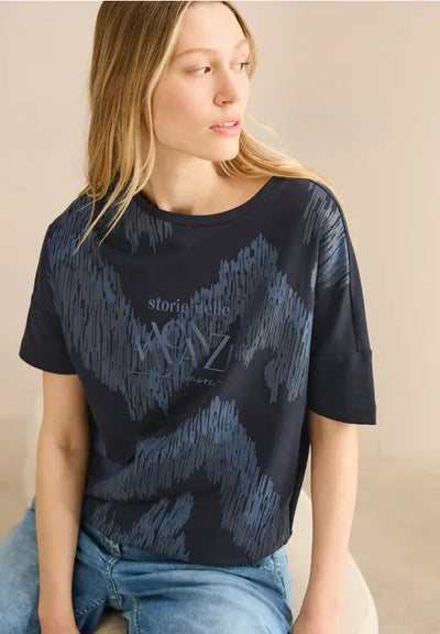 Cecil Navy Print T Shirt