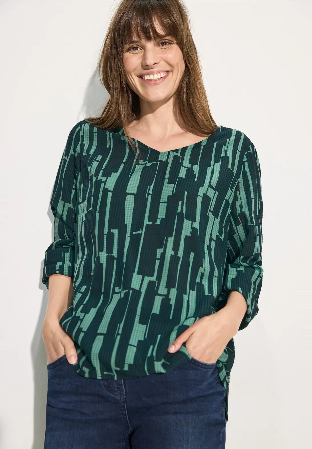 CECIL V Neck Blouse (fir green)