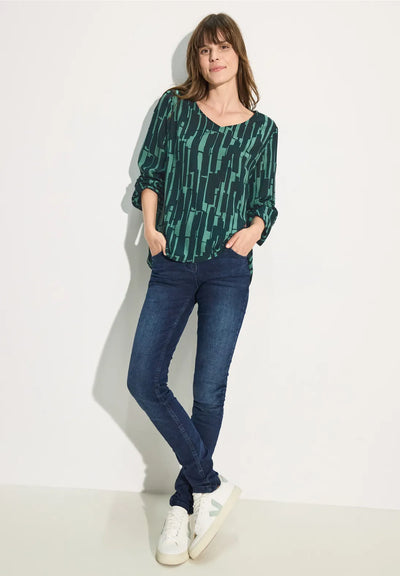 CECIL V Neck Blouse (fir green)