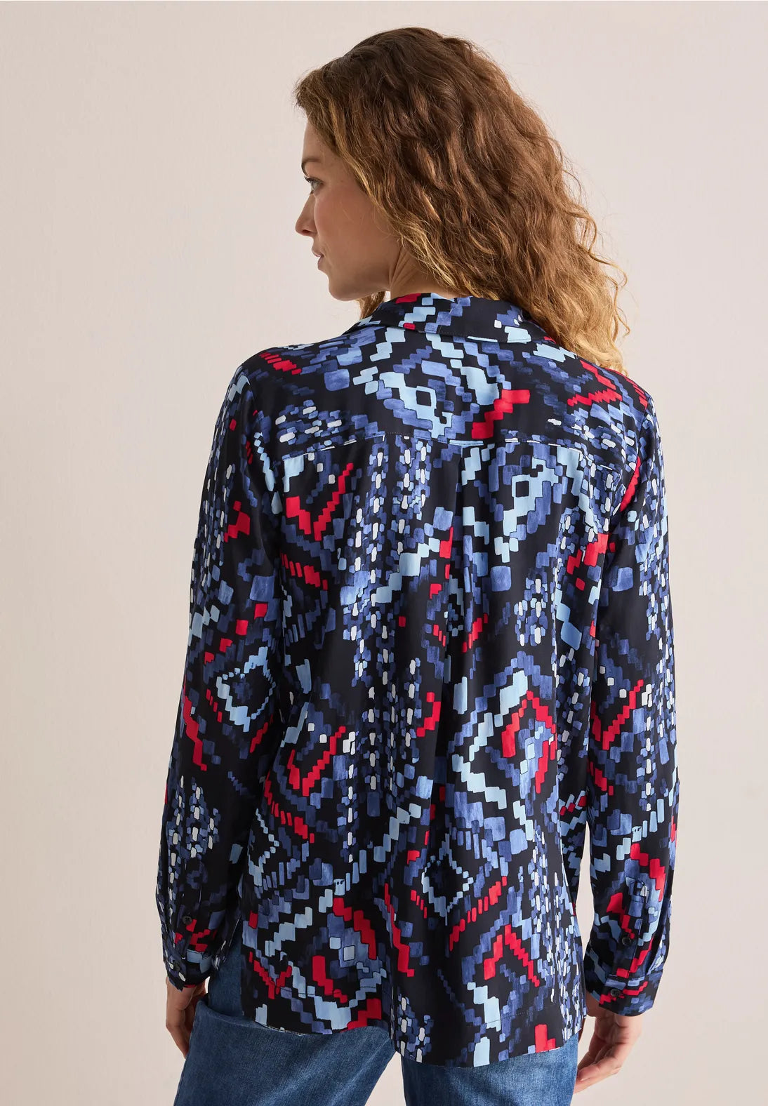 CECIL Multicoloured Print Blouse (Navy)