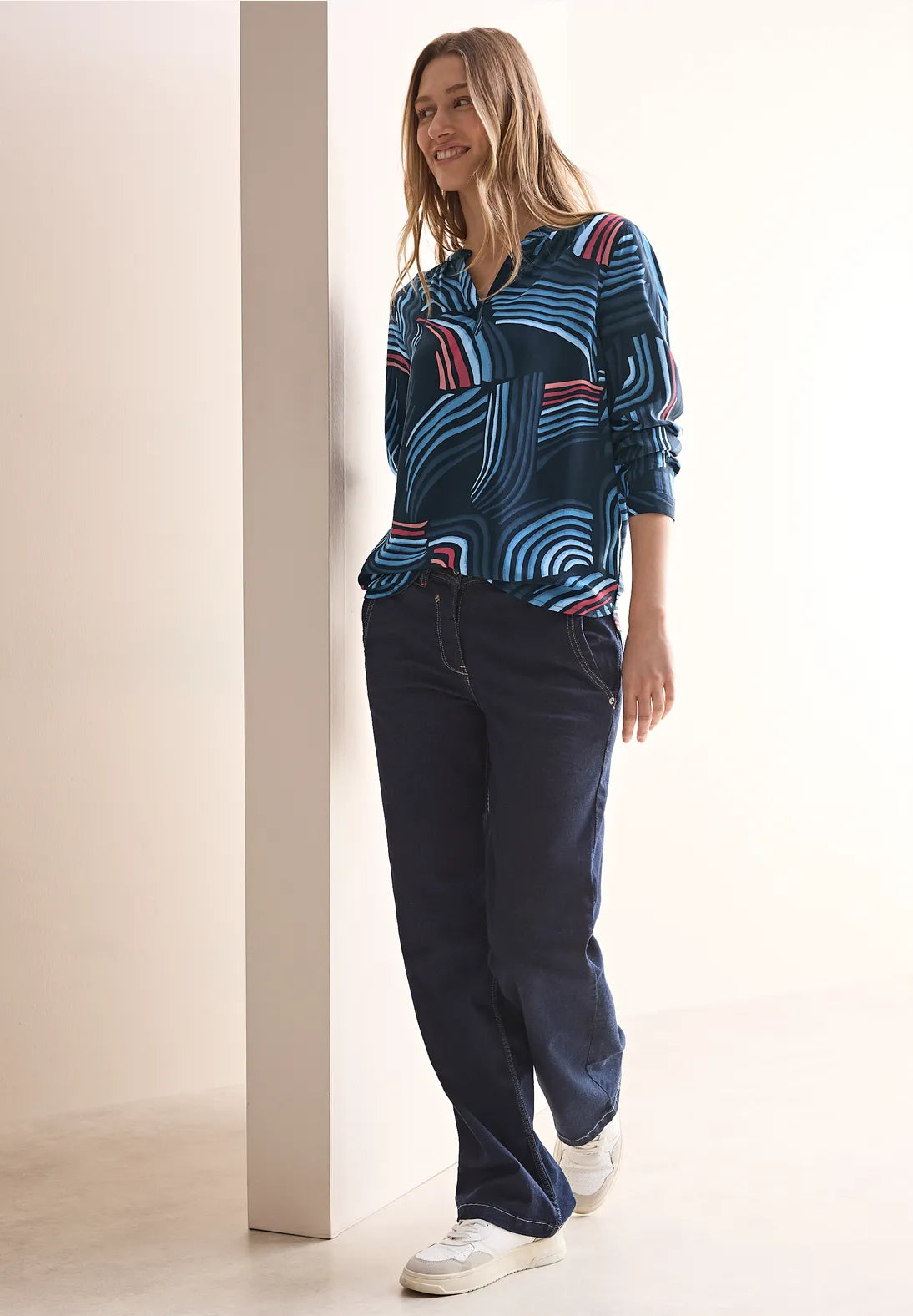 CECIL Printed Blouse (Navy)