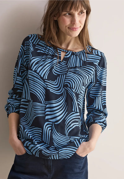 CECIL Printed Blouse (Navy/Blue)