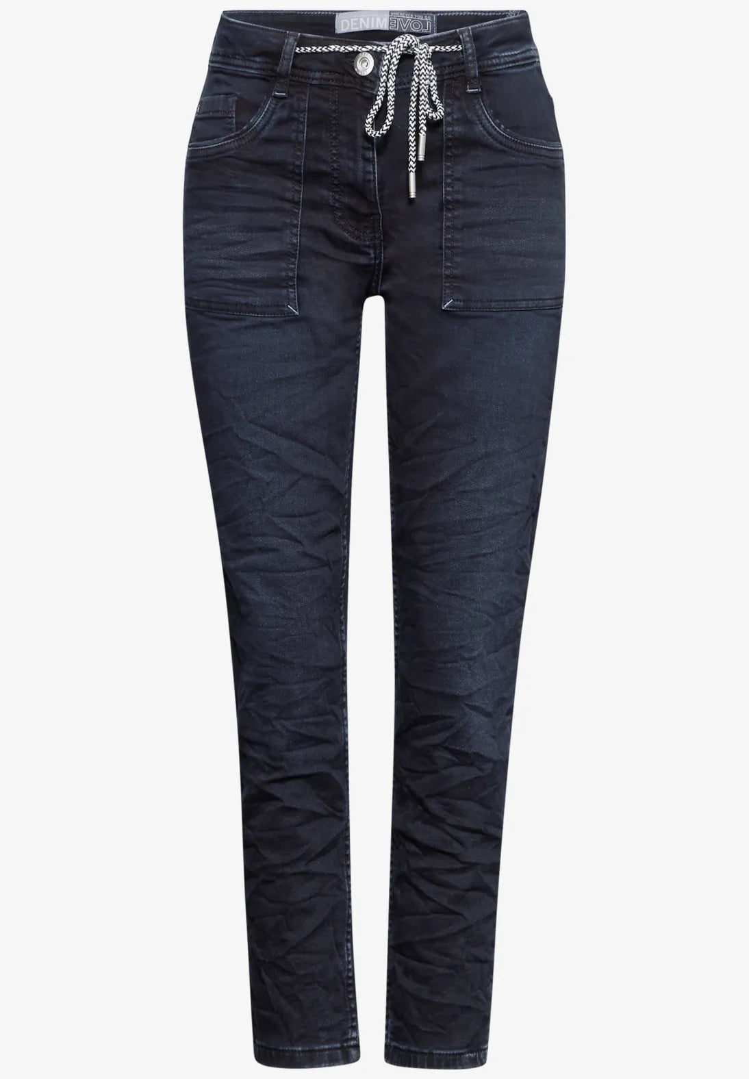 CECIL Style Tracey Joggers(Blue/Black Used Wash Look)