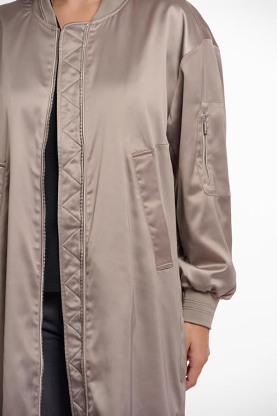 Banner long bomber jacket