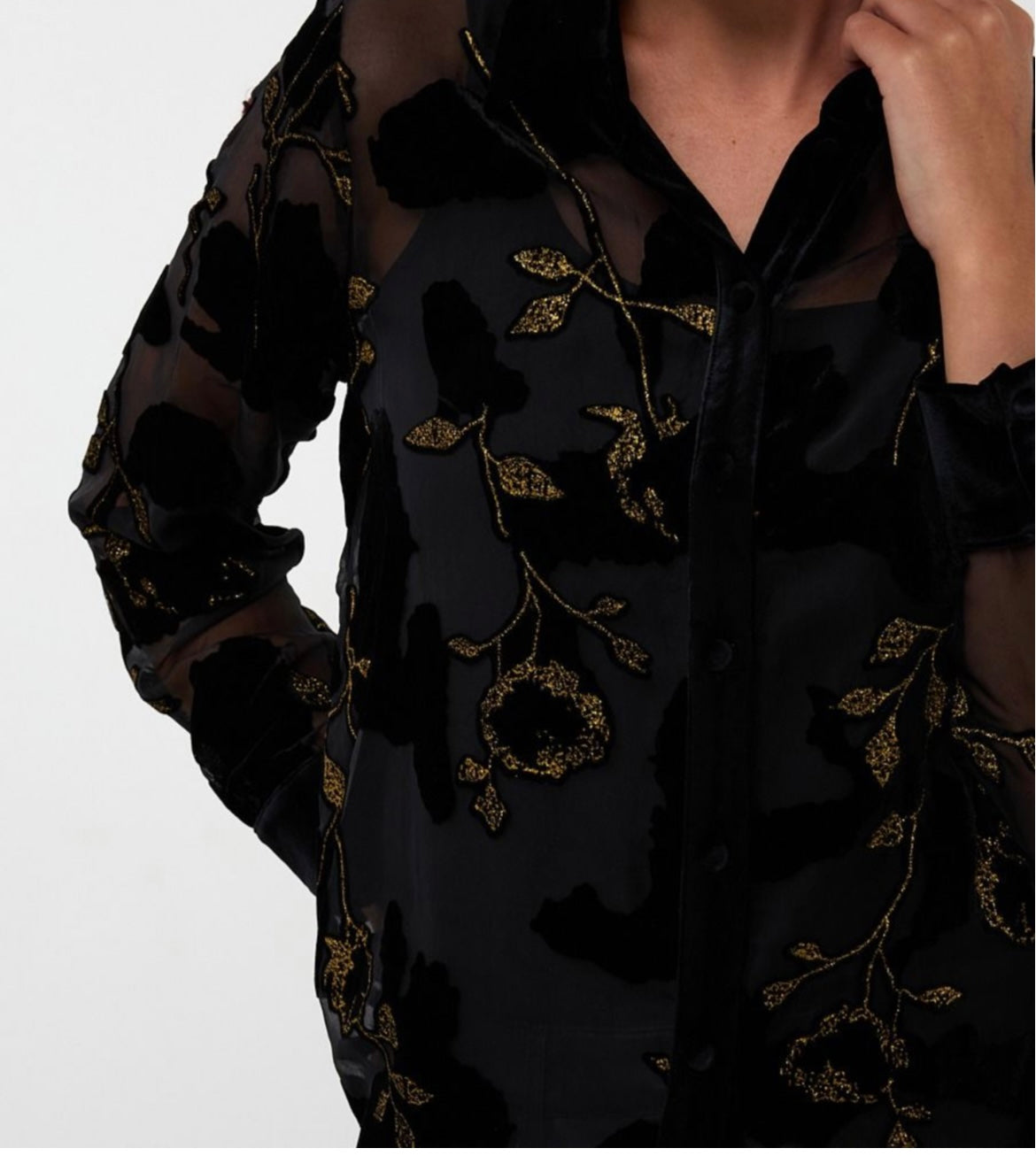 Jessie Black and Gold Blouse with camisole