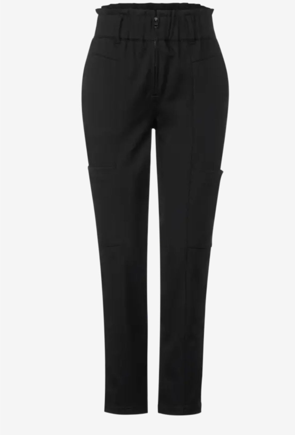Street One High waisted paperbag trousers (Black)