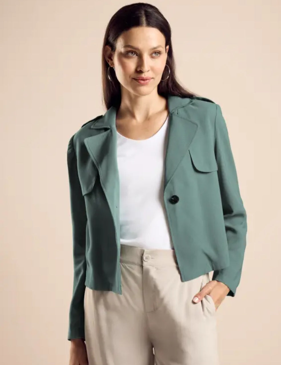 Street One Short Trench Coat (Seafoam Green)