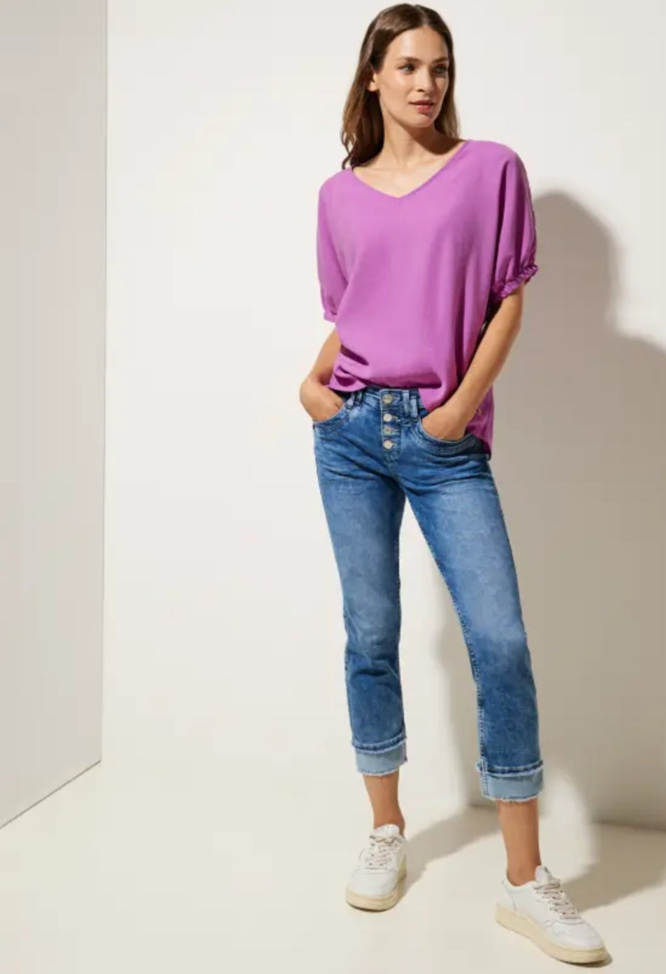 Street One Blouse with gathered sleeves in Lilac