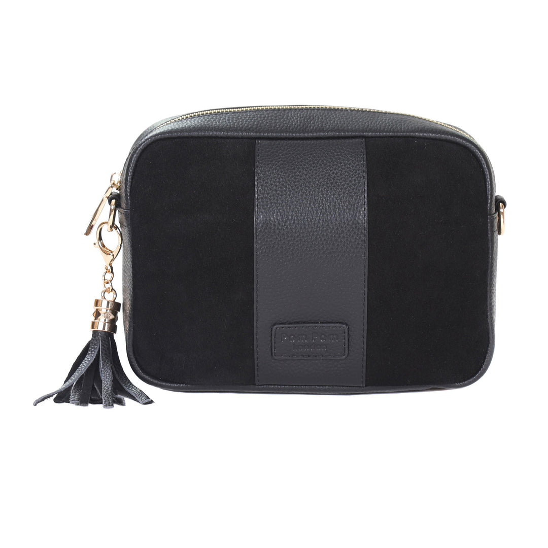 City Suede and Leather Bag Black