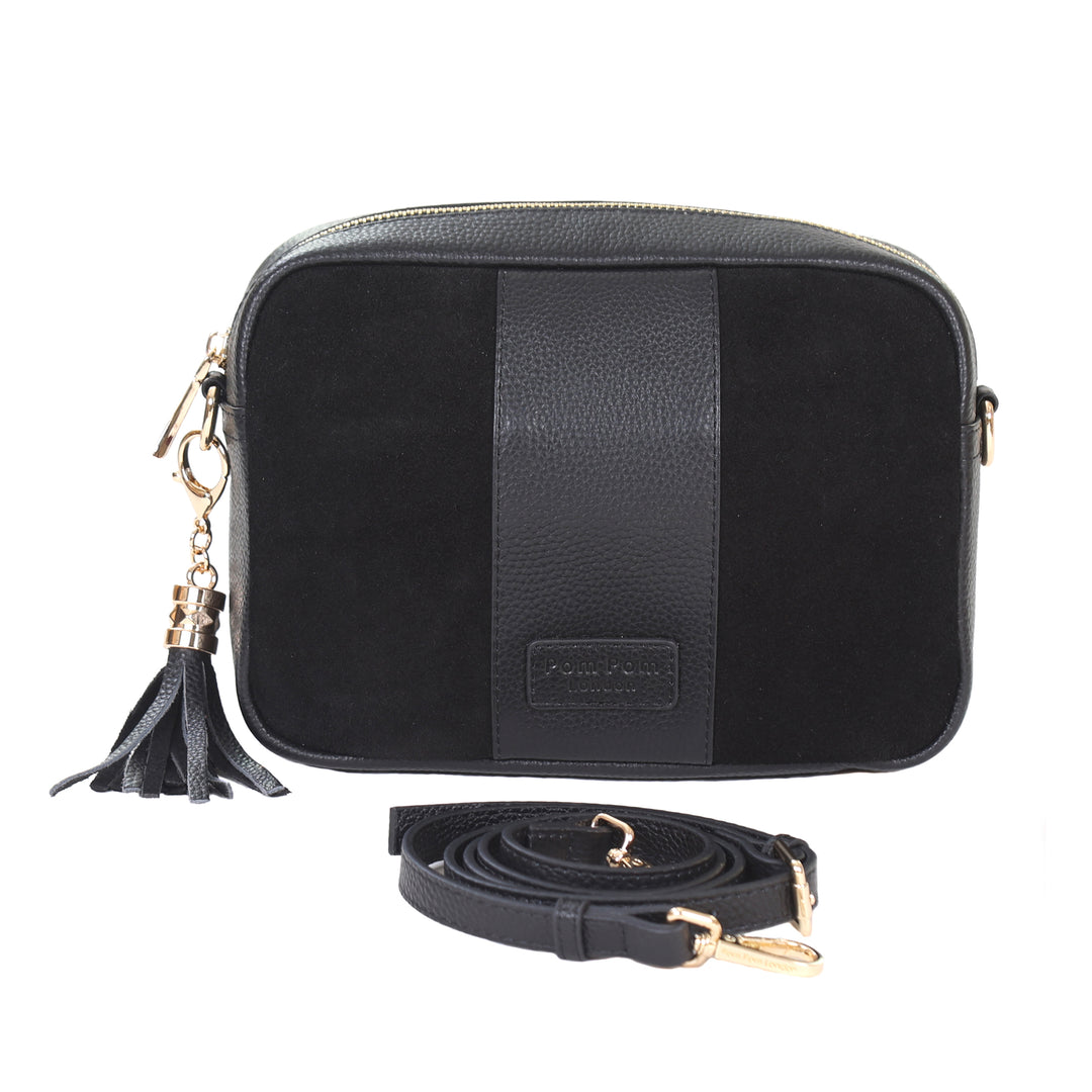 City Suede and Leather Bag Black