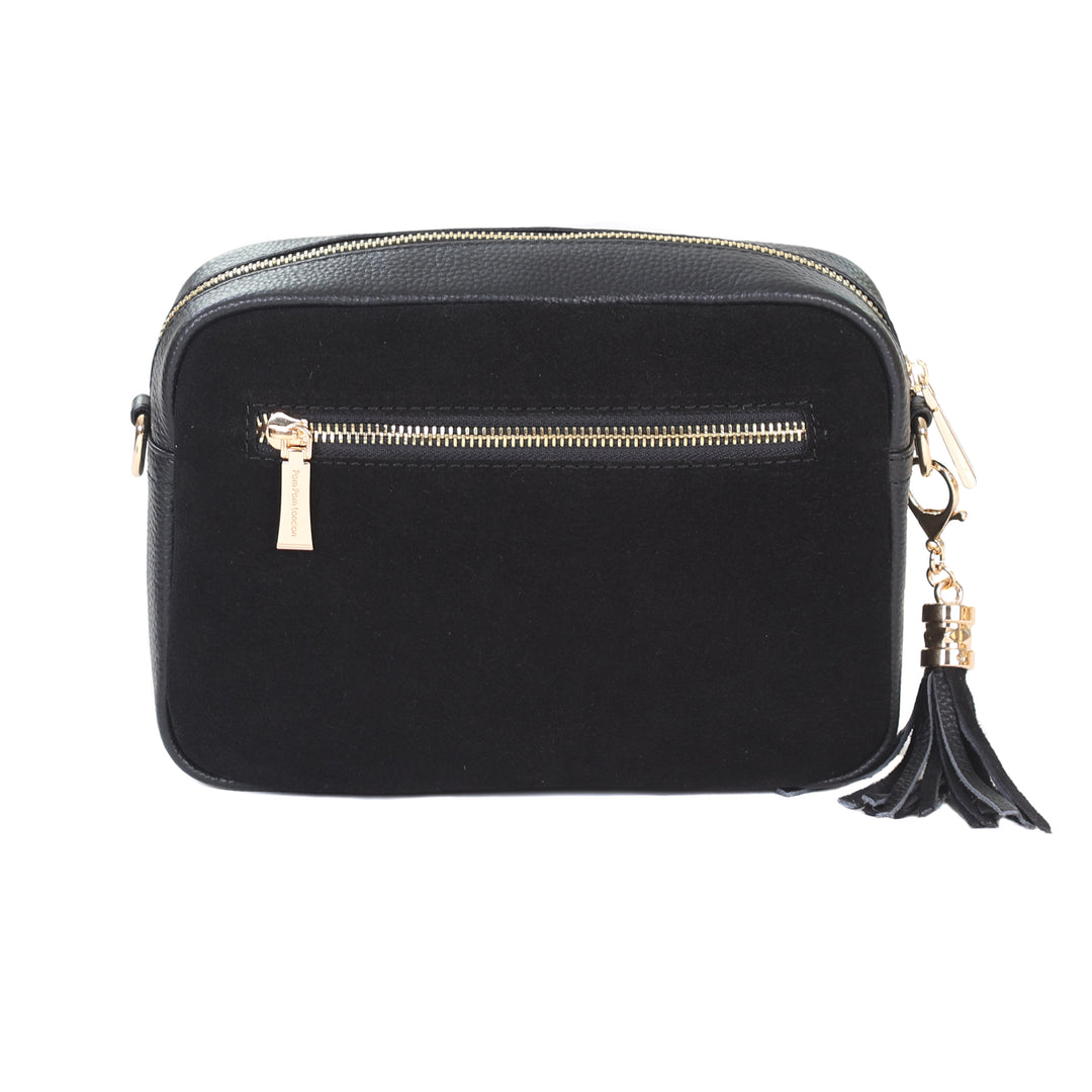 City Suede and Leather Bag Black