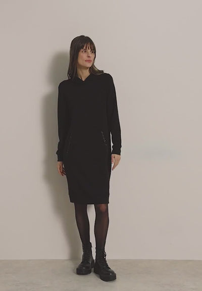 CECIL Modal Hooded Dress (Black)