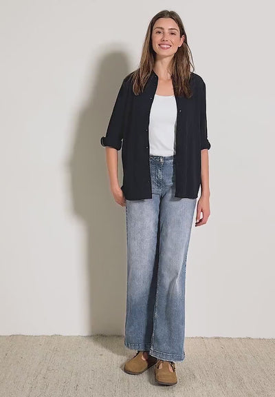 CECIL Seersucker Shirt (Navy)