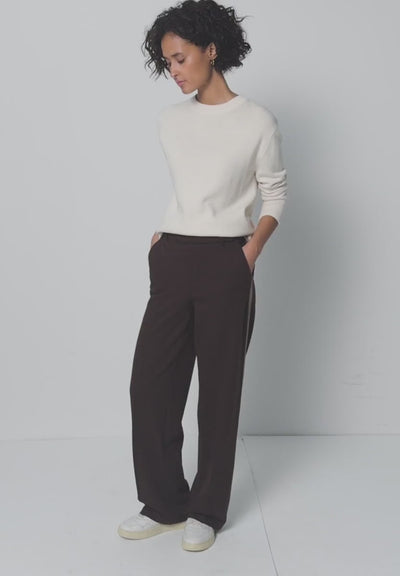 Street One Straight Leg Trousers with Decorative Belt Detail(Black)