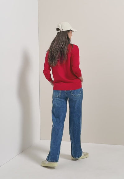 CECIL Cosy Boatneck Sweater (Fiery Red)