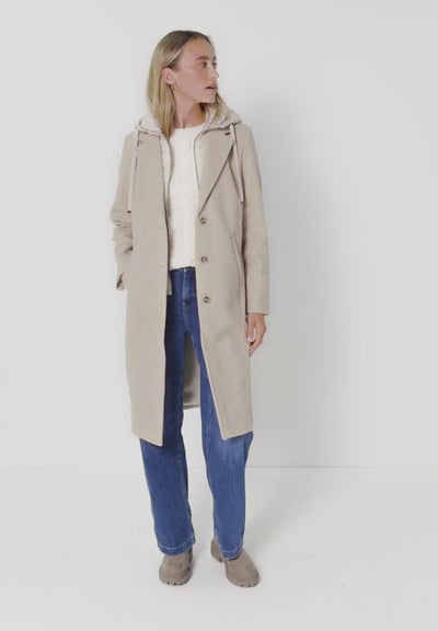 Street One Long Coat with lined inlay and hood