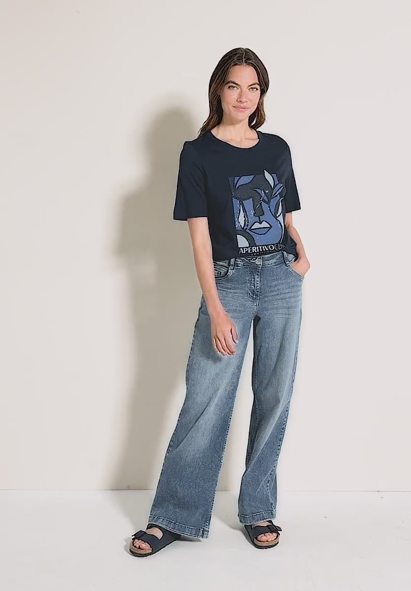 CECIL T-Shirt with Print(Navy)