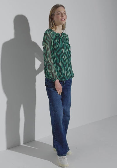 Street One Pattern Chiffon Blouse(Hunter Green)