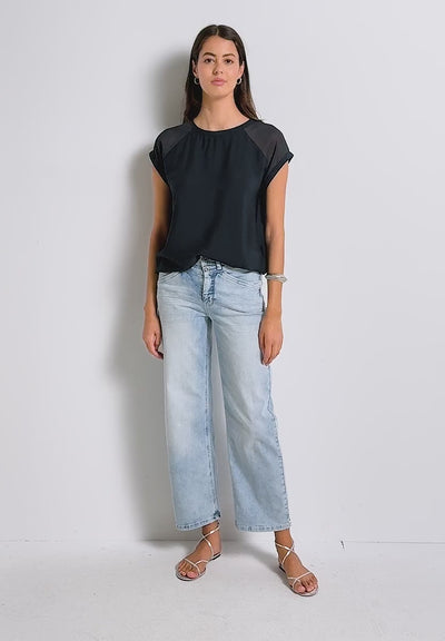 Street One Blouse with mesh detail (Navy)