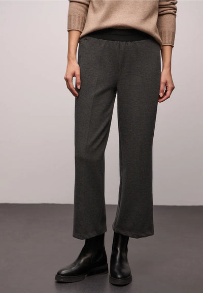 Street One Wide Leg Herringbone Trousers (Mocha)