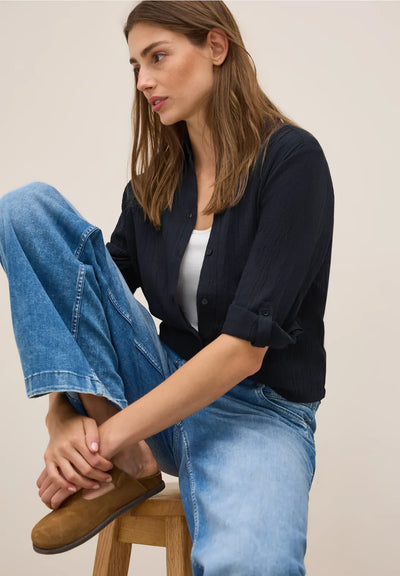 CECIL Seersucker Shirt (Navy)