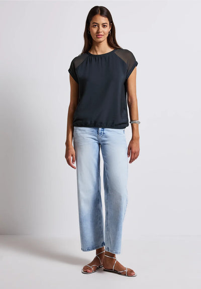 Street One Blouse with mesh detail (Navy)