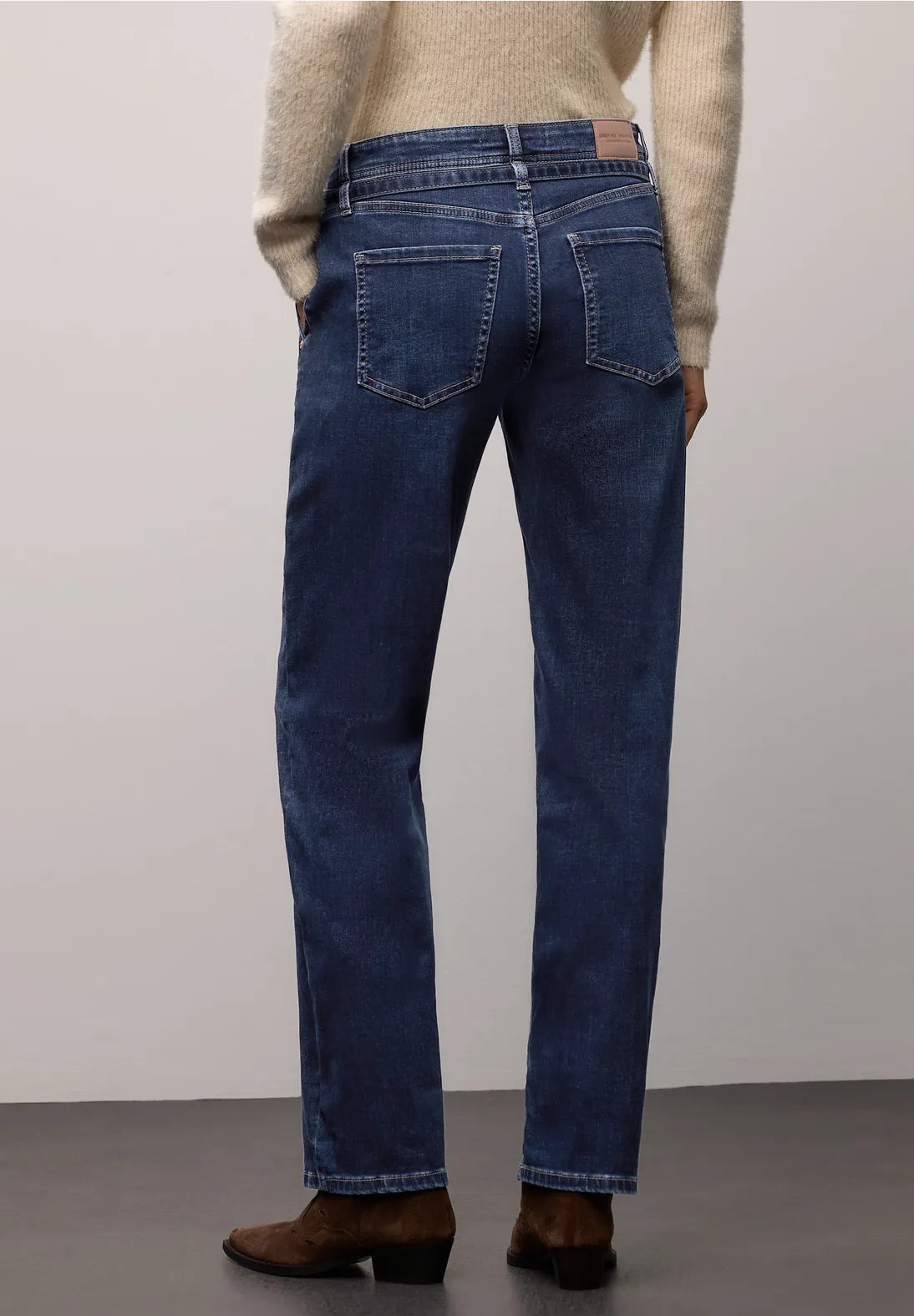 Street One Straight Leg Jeans With Belt Detail (Dark Indigo)