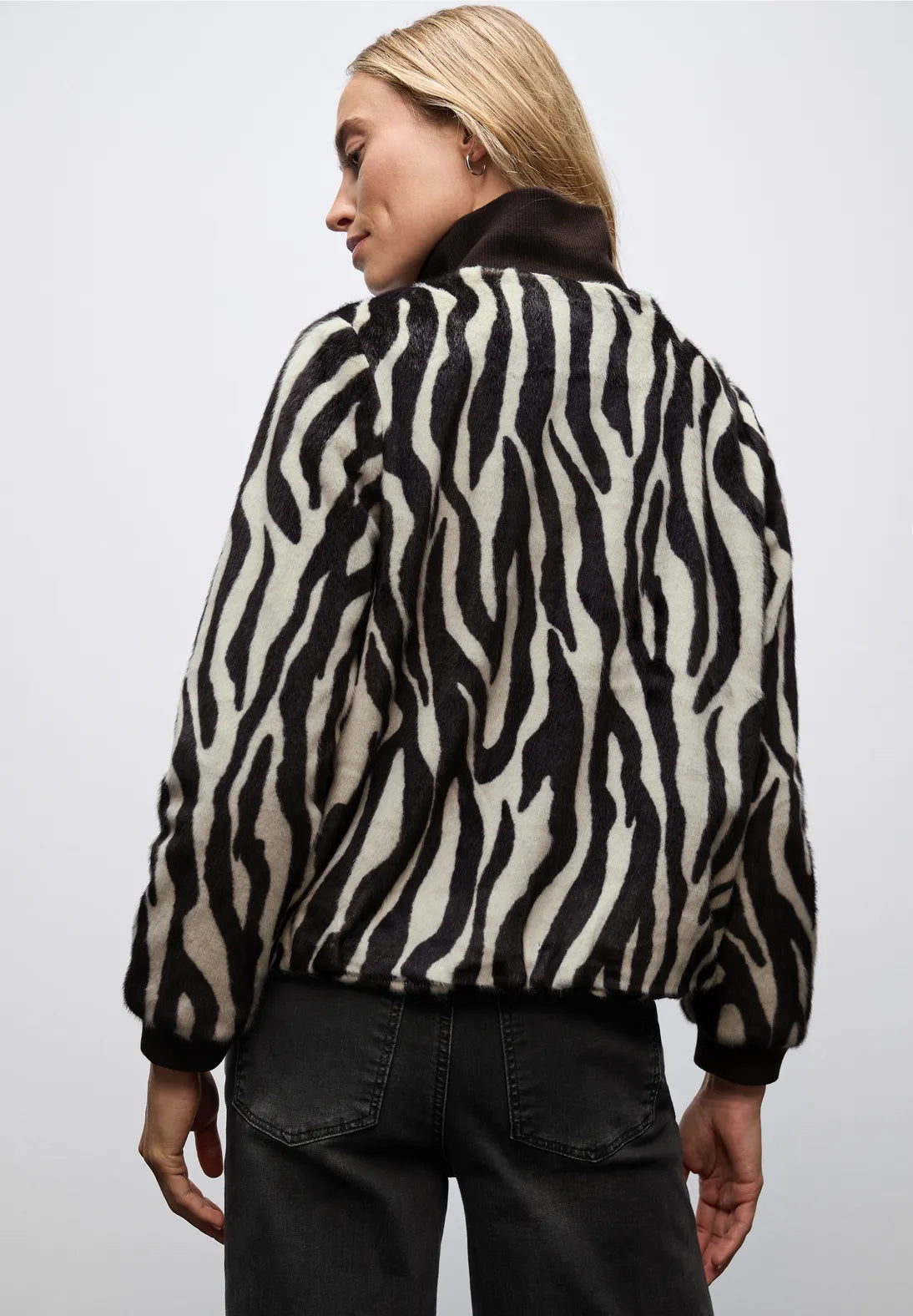 Street One Zebra Faux Fur Bomber