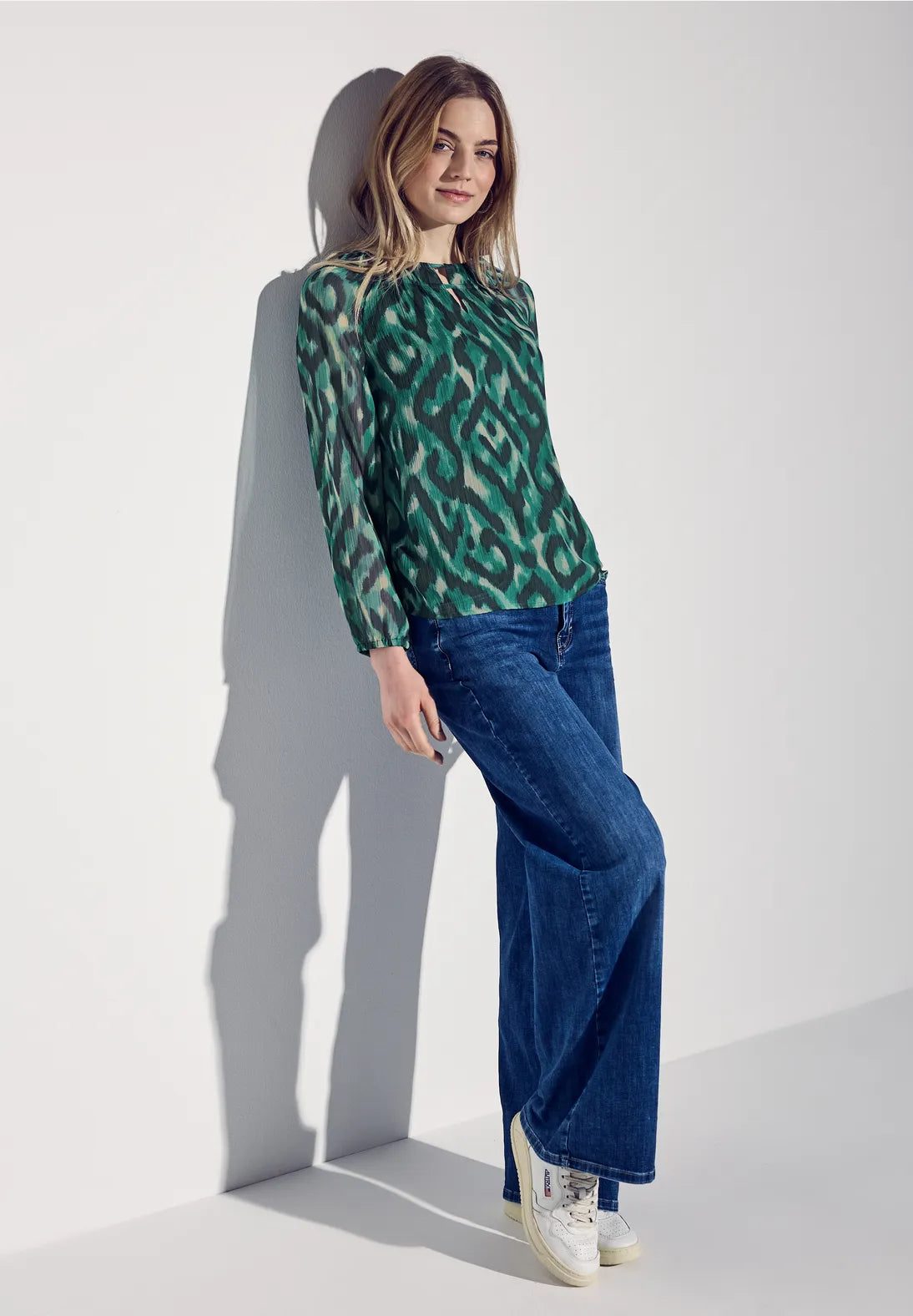 Street One Pattern Chiffon Blouse(Hunter Green)