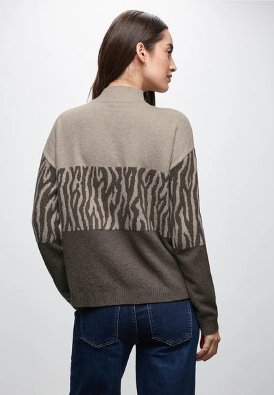 Street One Colour-Block Jacquard Sweater(Brown)