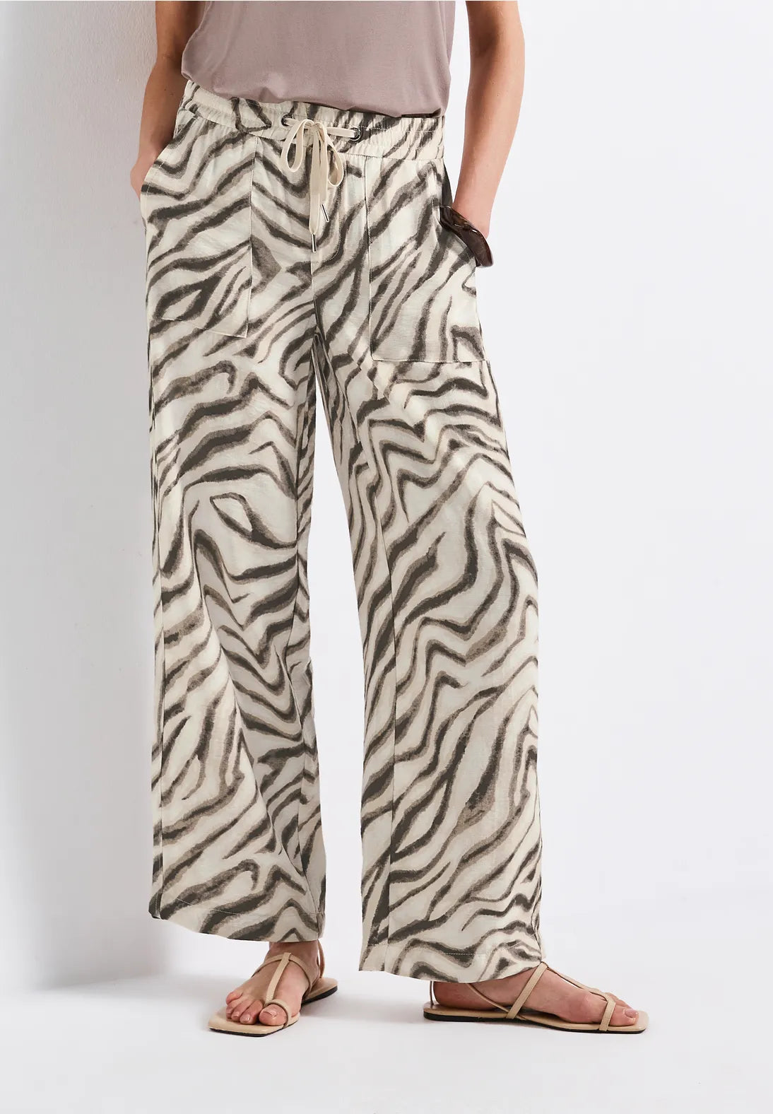 Street One Wide Leg Crepe Viscose Trousers