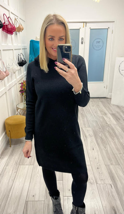 CECIL Lurex Hoody Dress with Glitter(Black)